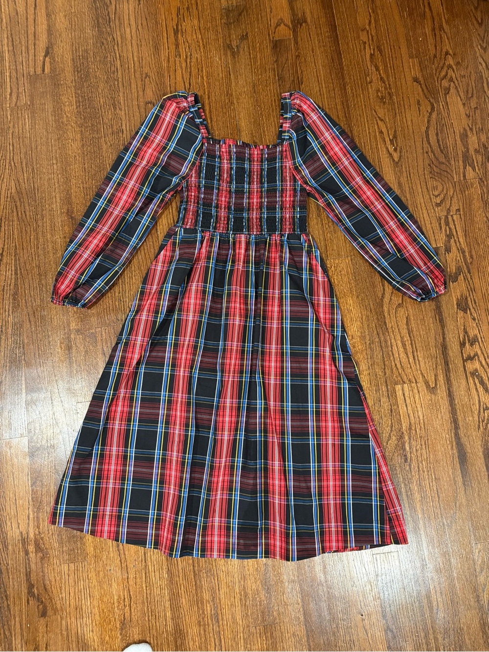 Draper James Red and Black Plaid Smocked Dress